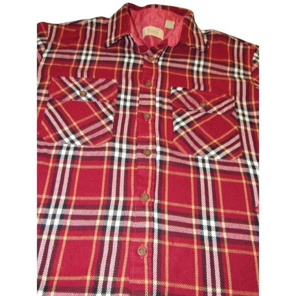 Vintage Sears Red Plaid Flannel Lightweight Button Shirt Large 16-16 1/2 - Picture 7 of 14